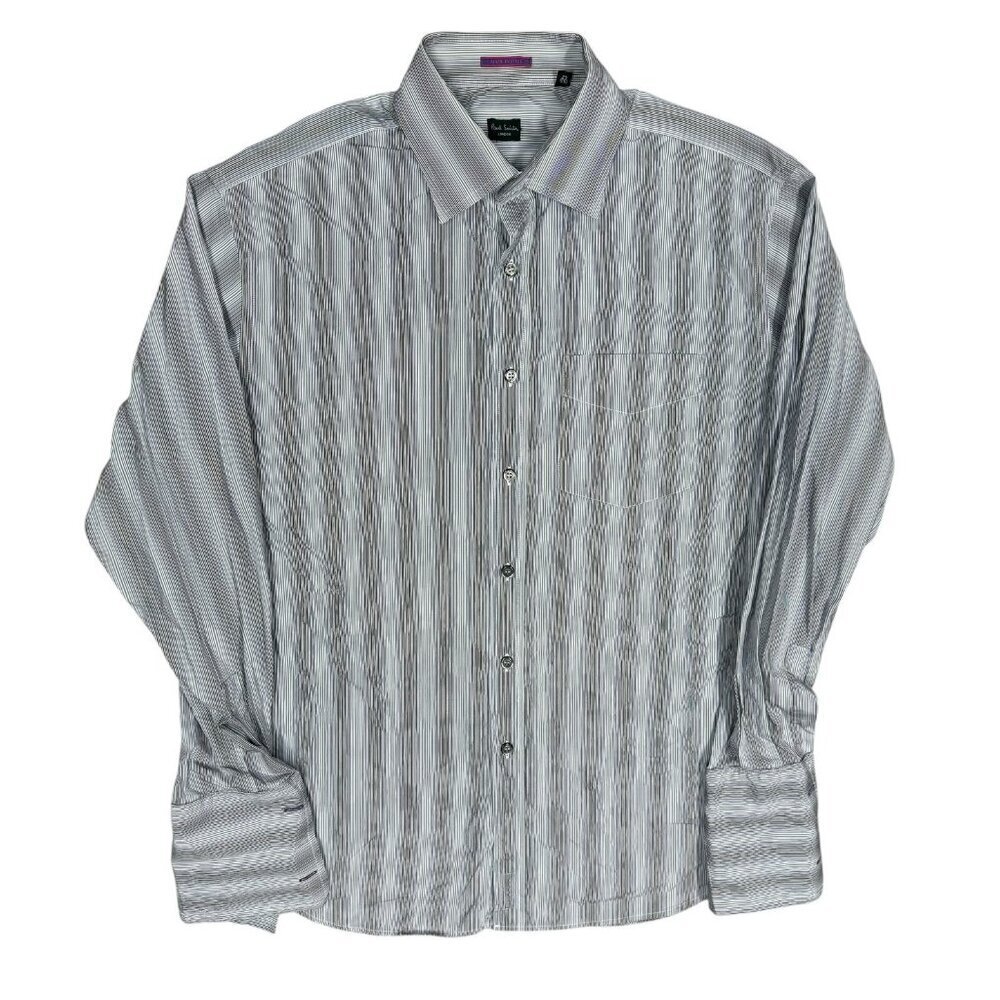 Paul Smith London Striped Dress Shirt French Cuffs Made in Italy 42 16 1/2 Large
